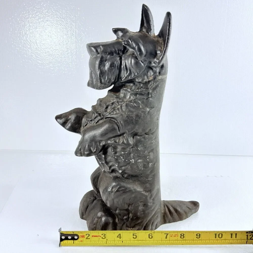 Vintage Cast Iron Scottie Dog Doorstop Begging Scottish Terrier Black 15